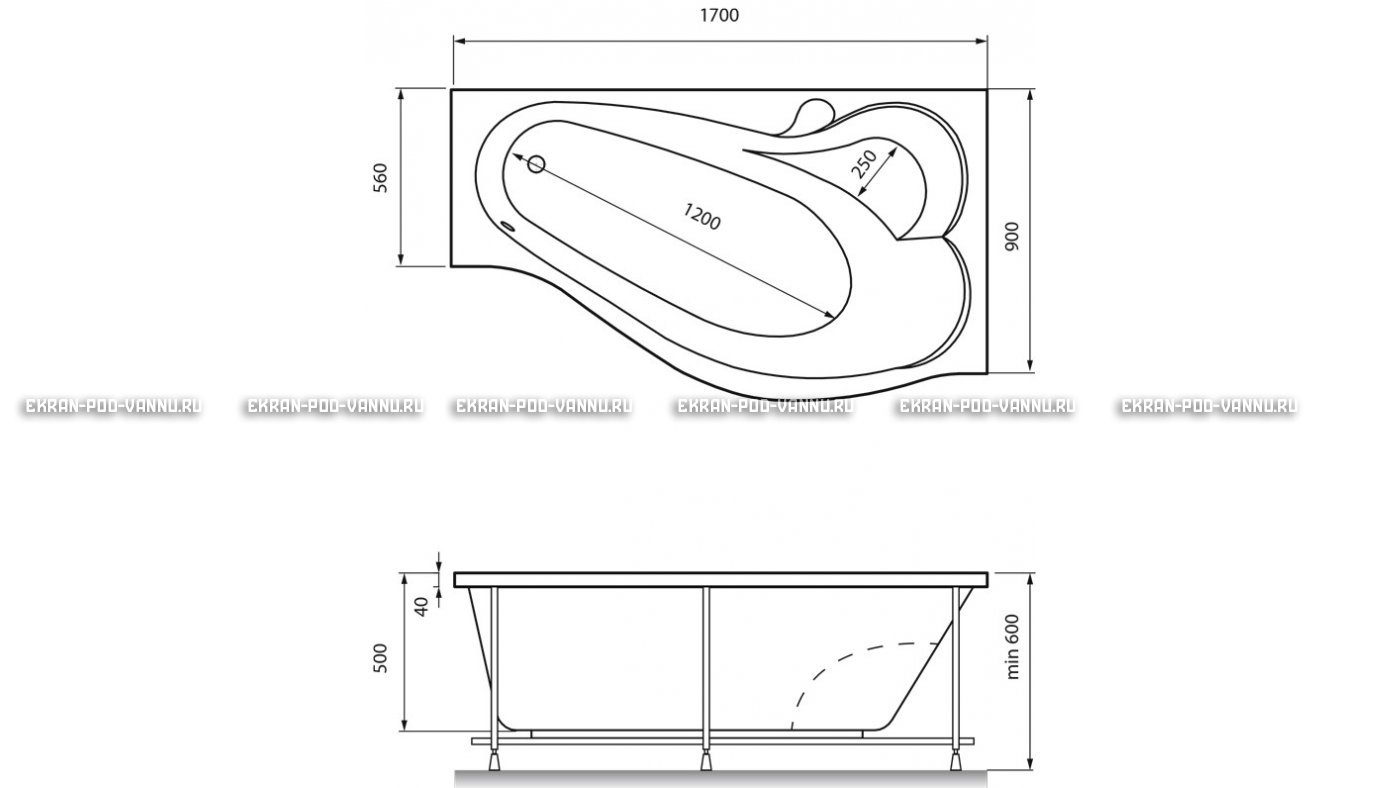 Акриловая ванна Relisan Isabella 170x90x60 – купить по цене 24130 руб. в интернет-магазине в городе Тольятти картинка 13