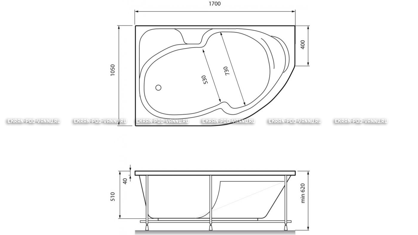 Акриловая ванна Relisan Sofi 170x105 – купить по цене 23480 руб. в интернет-магазине в городе Тольятти картинка 13