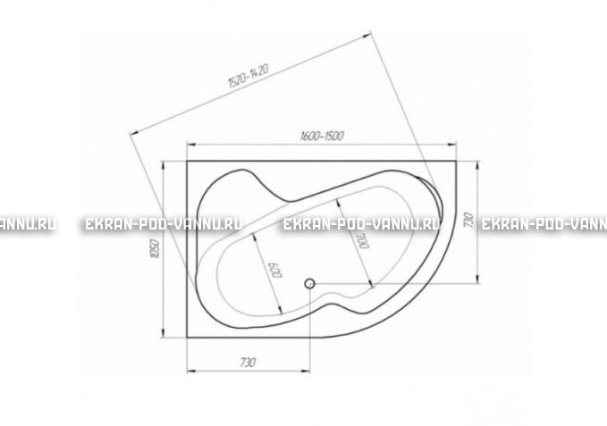 Акриловая ванна 1MarKa Aura 150x105 – купить по цене 16250 руб. в интернет-магазине в городе Тольятти картинка 3