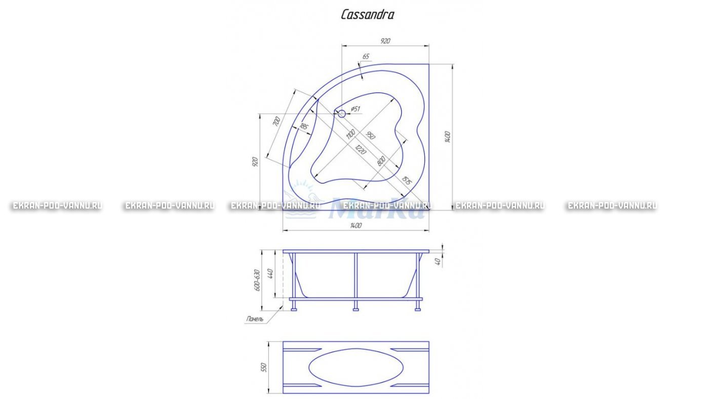 Акриловая ванна 1MarKa Cassandra 140x140 – купить по цене 18620 руб. в интернет-магазине в городе Тольятти картинка 19