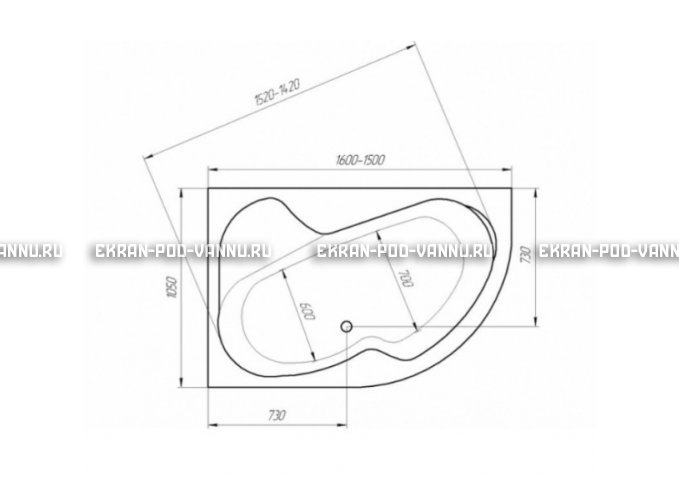 Акриловая ванна 1MarKa Imago 160x105 – купить по цене 16700 руб. в интернет-магазине в городе Тольятти картинка 3