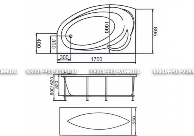 Акриловая ванна 1MarKa Julianna 170x100 – купить по цене 21320 руб. в интернет-магазине в городе Тольятти картинка 3