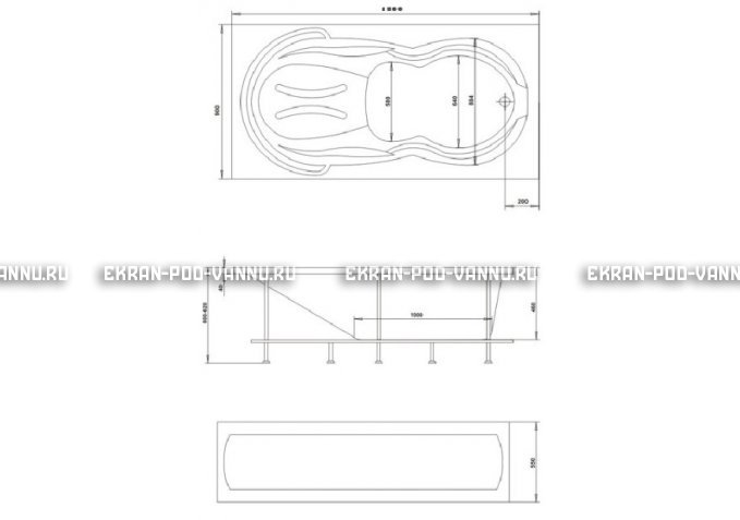 Акриловая ванна 1MarKa Taormina 180x90 – купить по цене 17670 руб. в интернет-магазине в городе Тольятти картинка 3