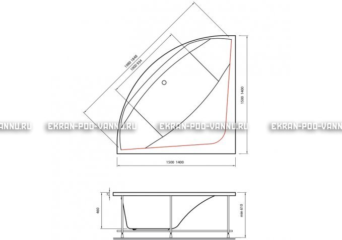 Акриловая ванна Vayer Boomerang 140x140 – купить по цене 53070 руб. в интернет-магазине в городе Тольятти картинка 4