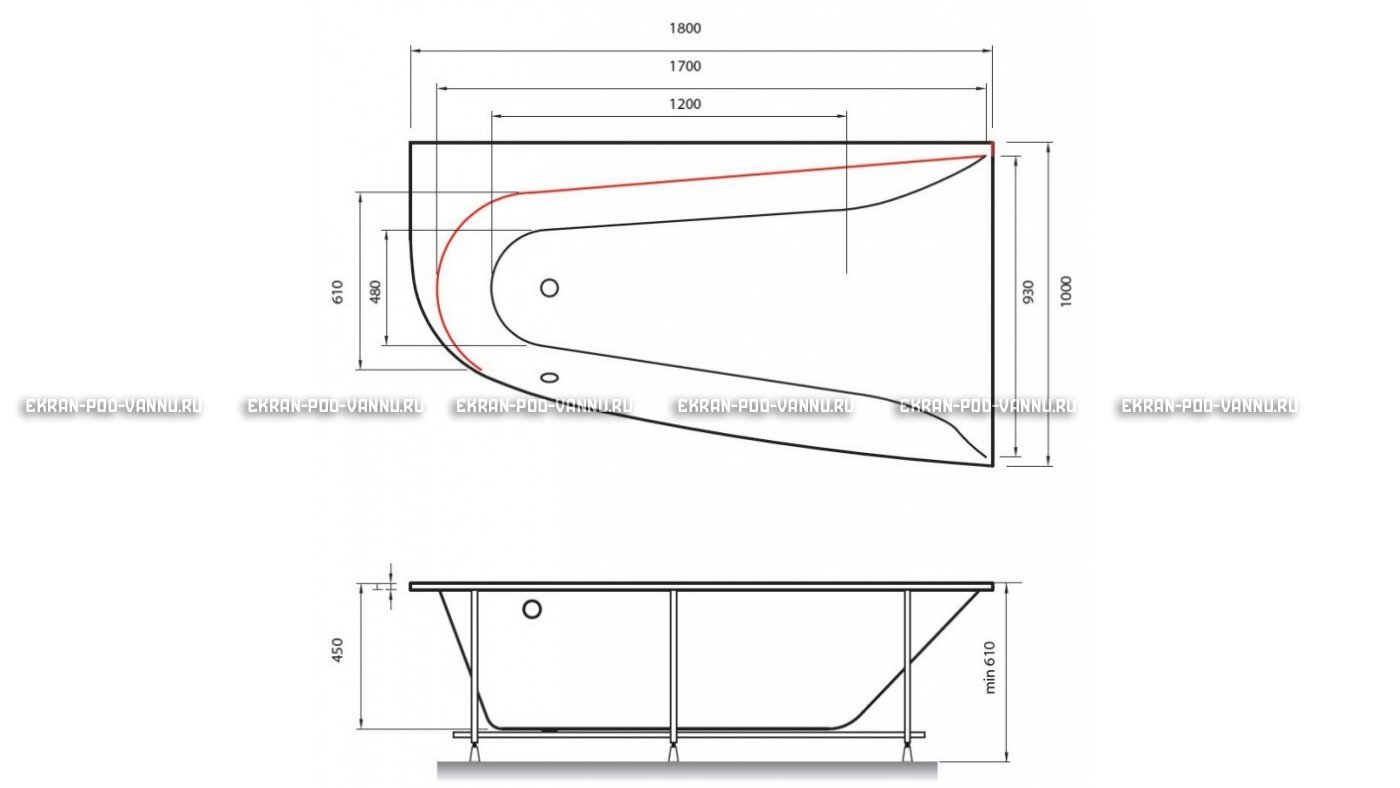 Акриловая ванна Vayer Boomerang 180x100 – купить по цене 53030 руб. в интернет-магазине в городе Тольятти картинка 13