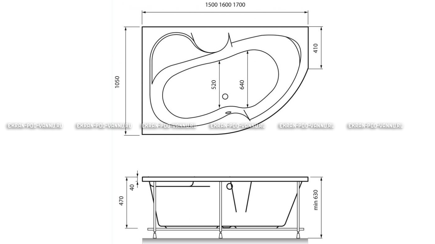 Акриловая ванна Vayer Azalia 170x105 – купить по цене 28800 руб. в интернет-магазине в городе Тольятти картинка 16