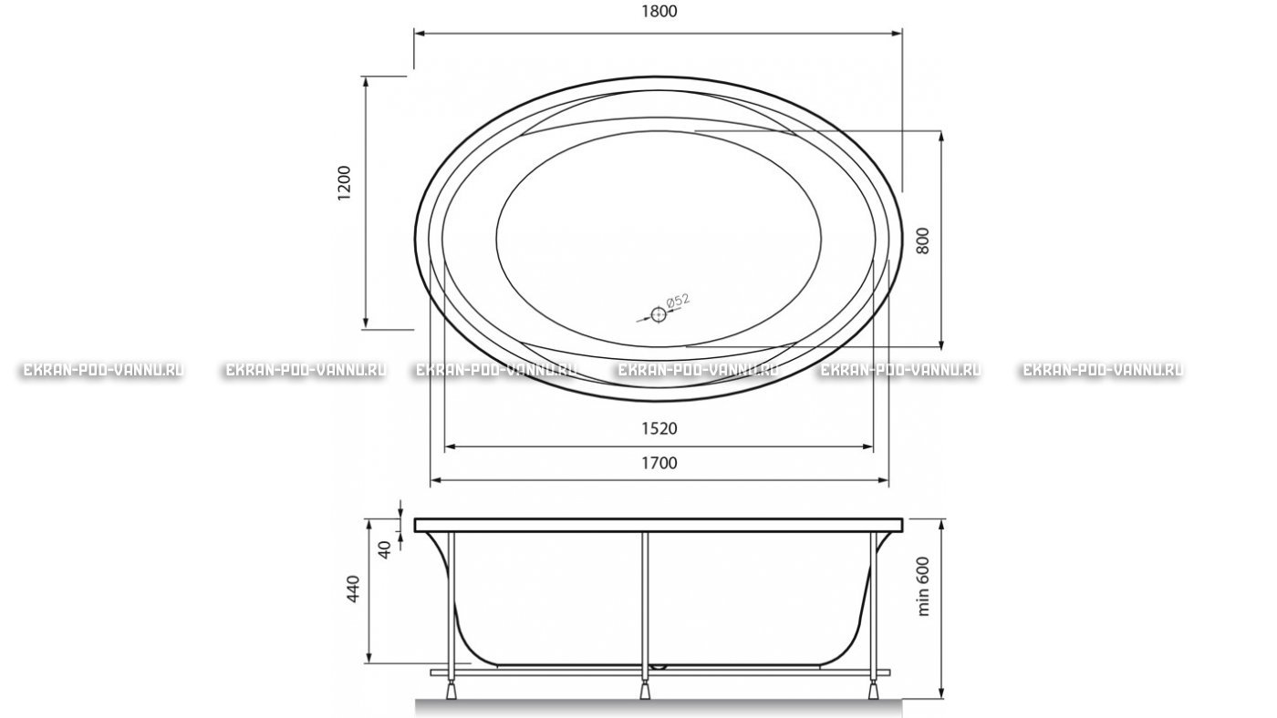 Акриловая ванна Vayer Opal 180x120 – купить по цене 33850 руб. в интернет-магазине в городе Тольятти картинка 13
