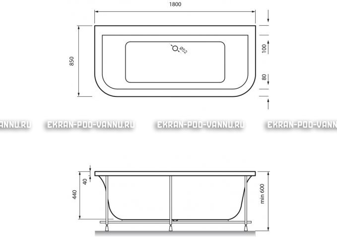 Акриловая ванна Vayer Options BTW 180x85 – купить по цене 25880 руб. в интернет-магазине в городе Тольятти картинка 4